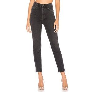 Agolde Nico High Rise Slim Button Fly Jeans in Compilation Black Size 26